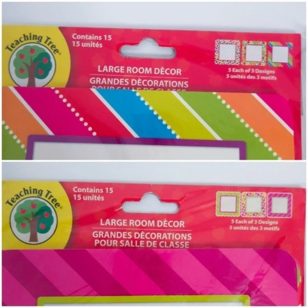 NWT‎ Teaching Tree Bright Dots & Stripes Blank Square Wall Decor (Set of 45)